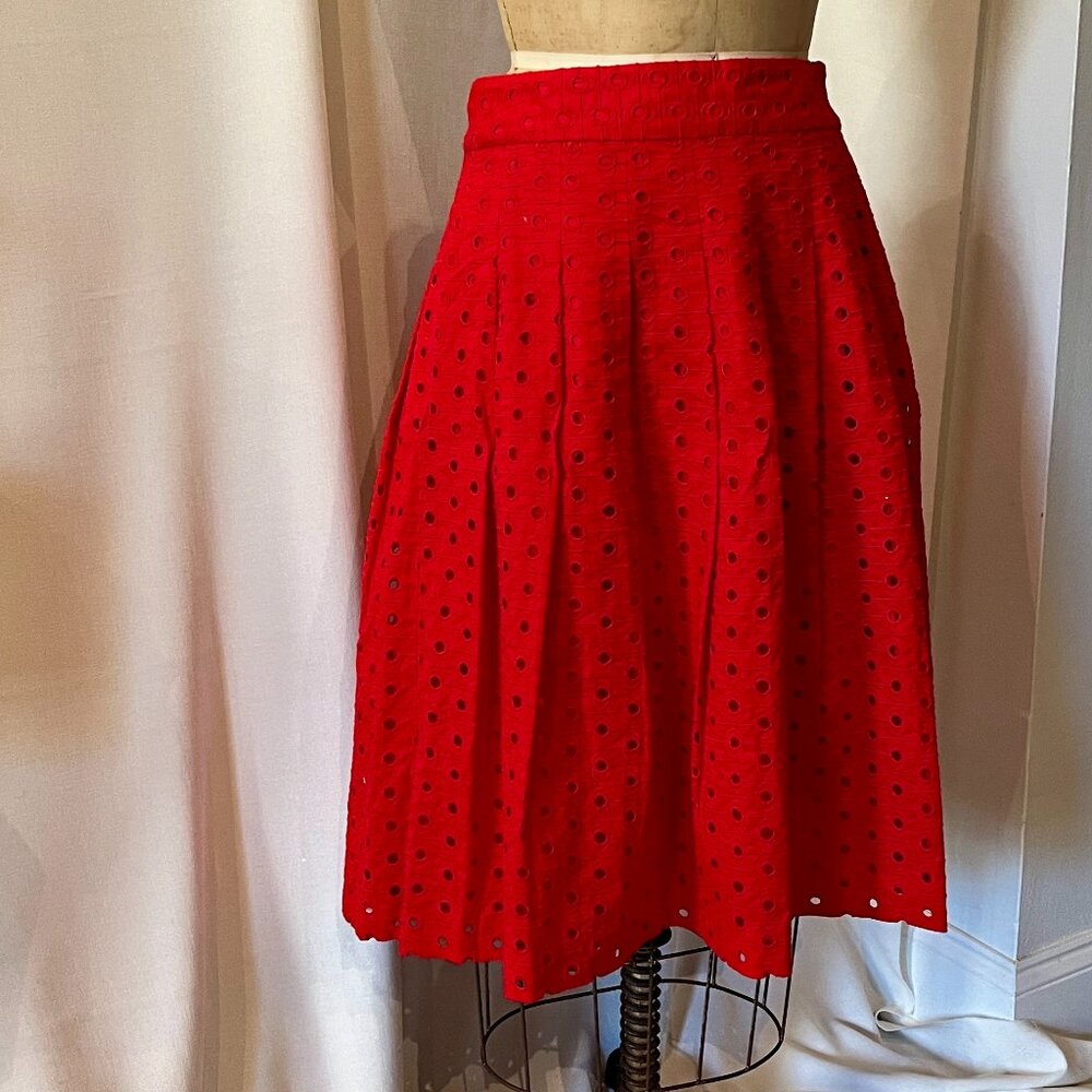 Red Eyelet Skirt